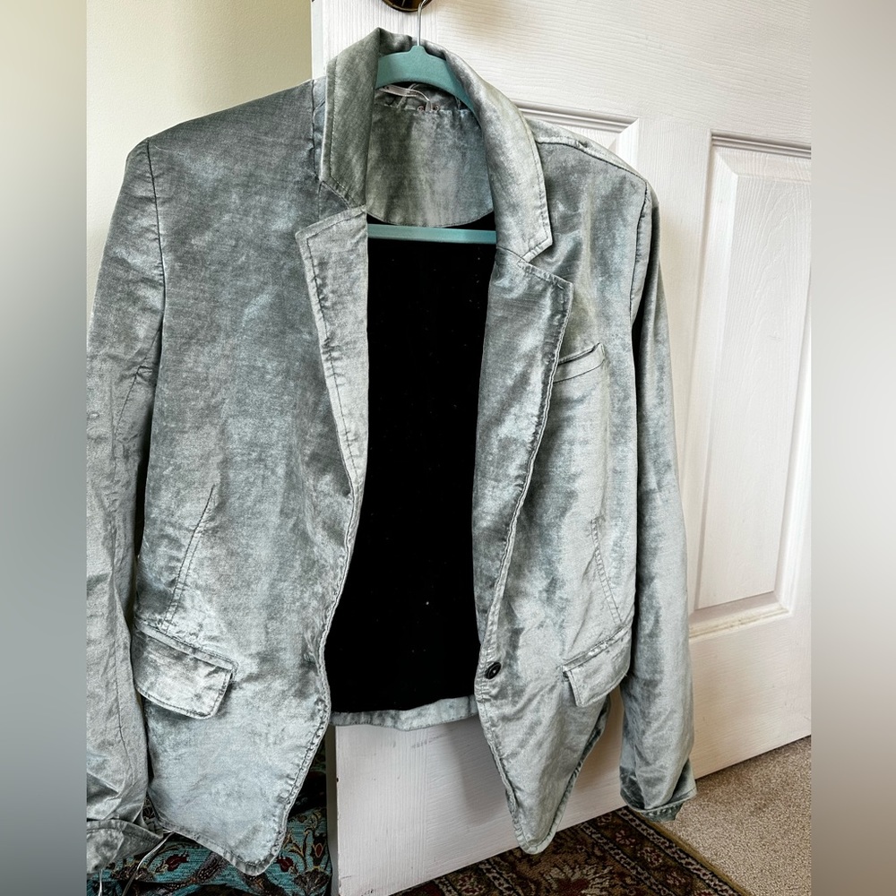 Velvet very light bluish silver green Free People jacket